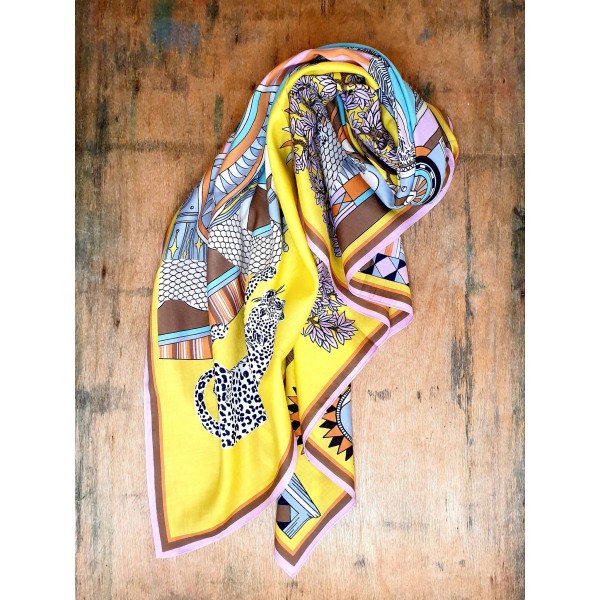 Inoui Editions šilko ir medvilnės skara TAJ YELLOW